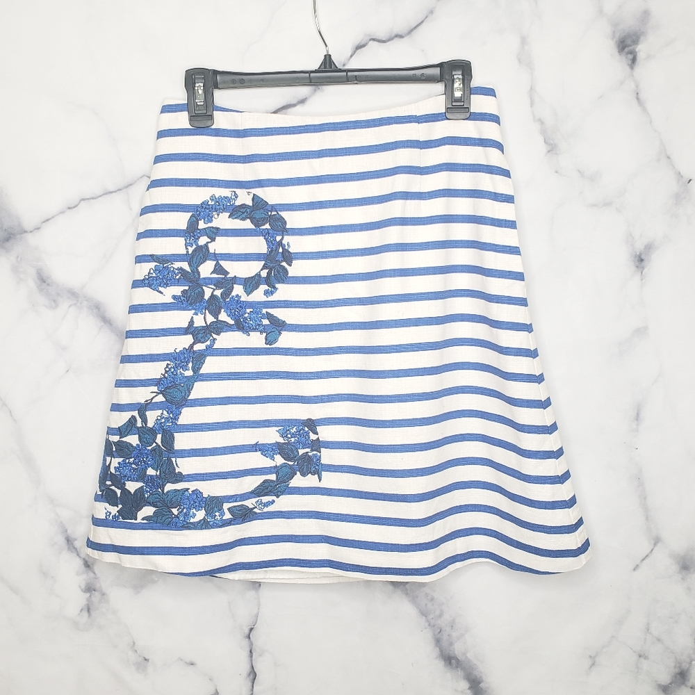 Boden nautical stripe floral anchor skirt